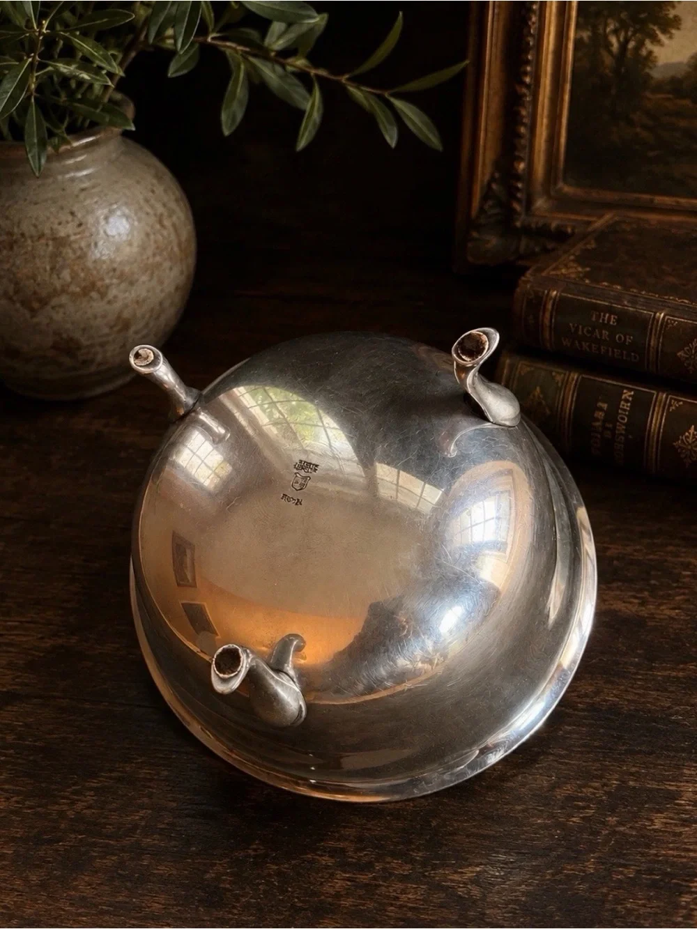 Stieff Pewter Footed Pewter Bowl 9” Diameter